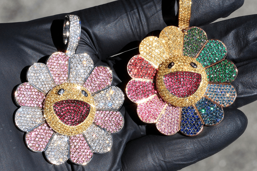 18-Karat Gold Murakami Flower Pendant Fidget Spinner Piece Custom Made for J Balvin - IF & Co. Custom Jewelers