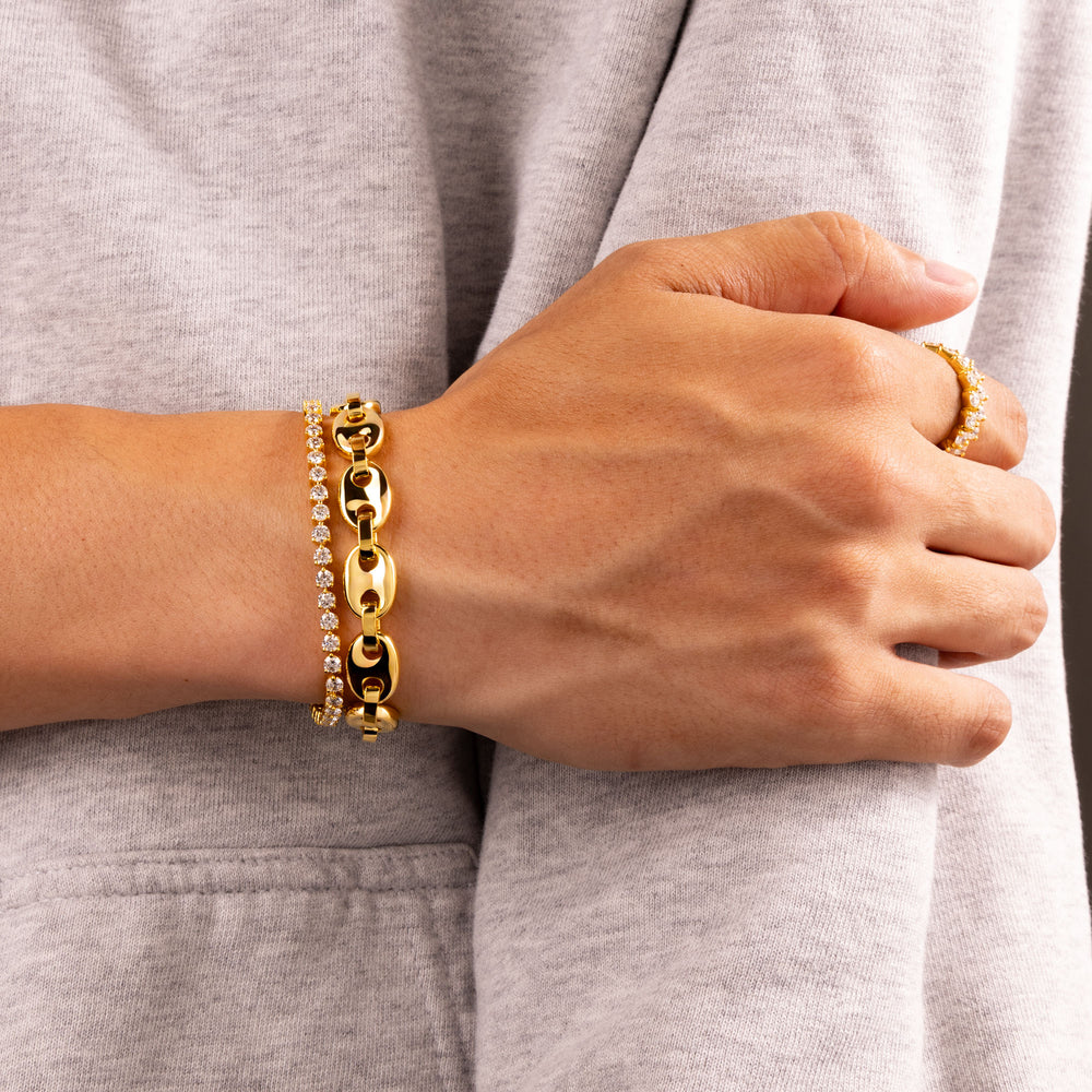 Gold Ocean Link Bracelet (9mm)