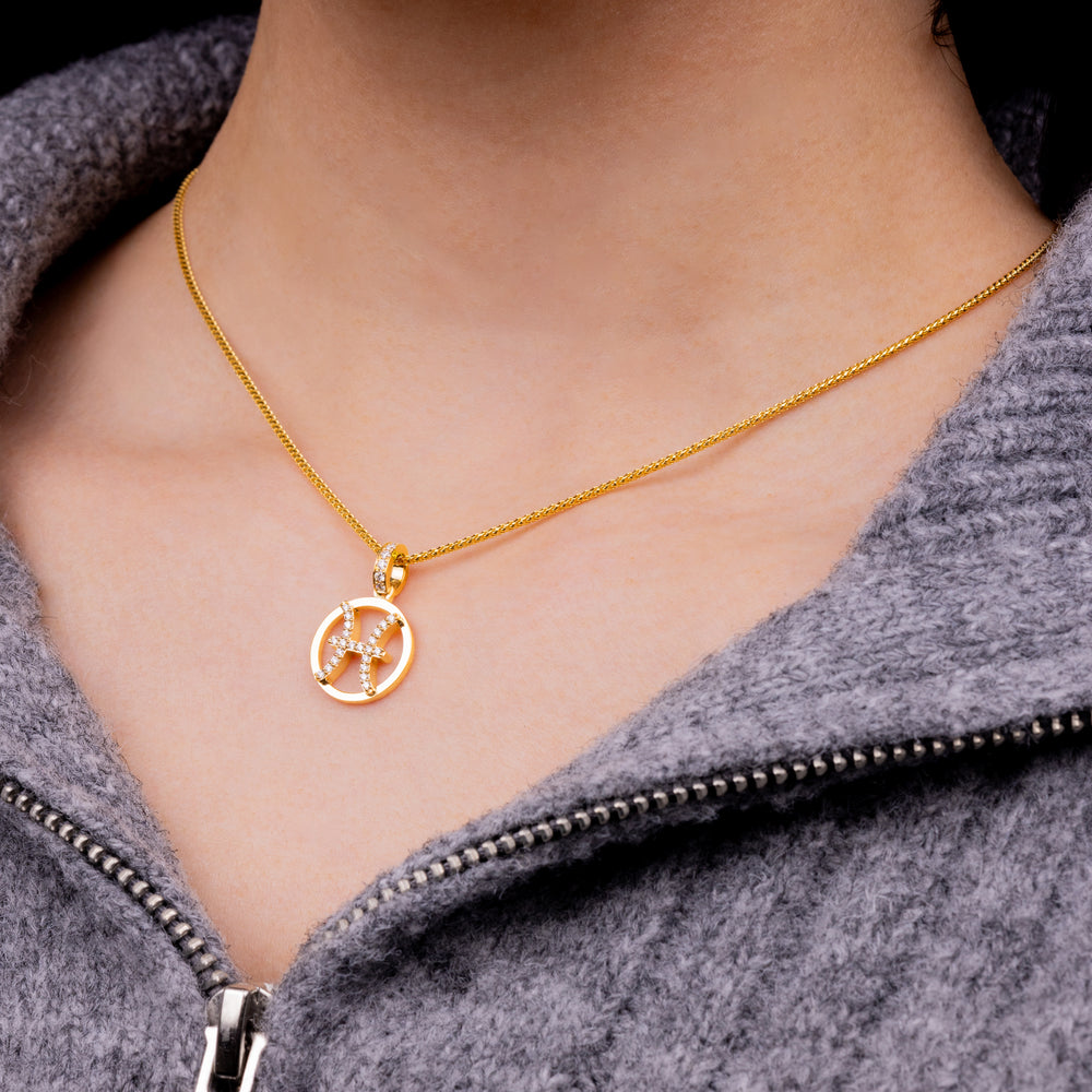 Nano Zodiac Necklace: Pisces (14K YELLOW GOLD) - IF & Co. Custom Jewelers