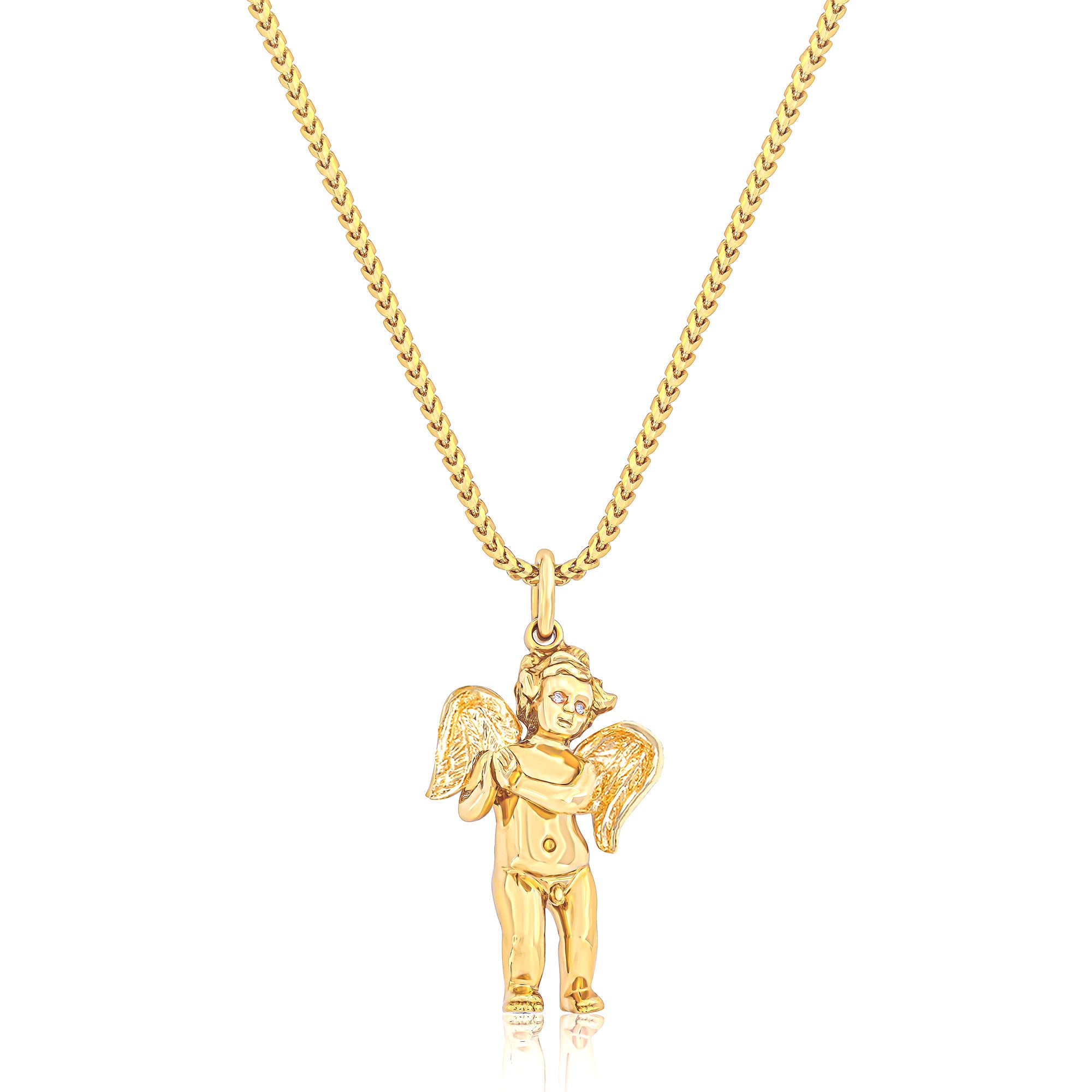 Pendants - Baby Cherub Angel (Praying Hands, Diamond Eyes) - ifandco.com