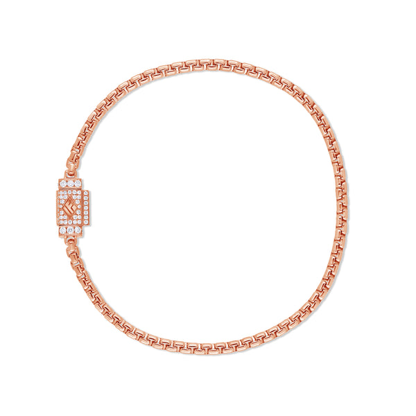 Gold Moon Link Bracelet (2.7mm, Diamond Clasp)