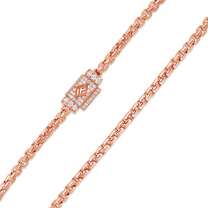 Gold Moon Link Bracelet (2.7mm, Diamond Clasp)