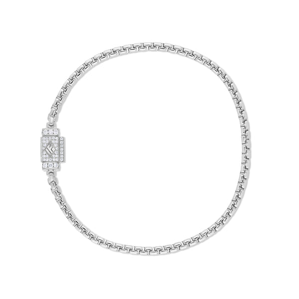 Gold Moon Link Bracelet (2.7mm, Diamond Clasp)