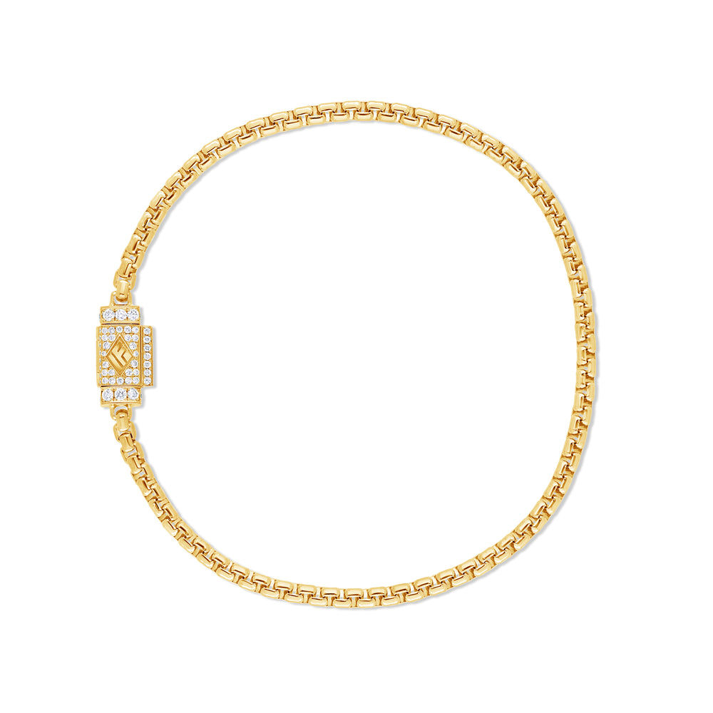 Gold Moon Link Bracelet (2.7mm, Diamond Clasp)