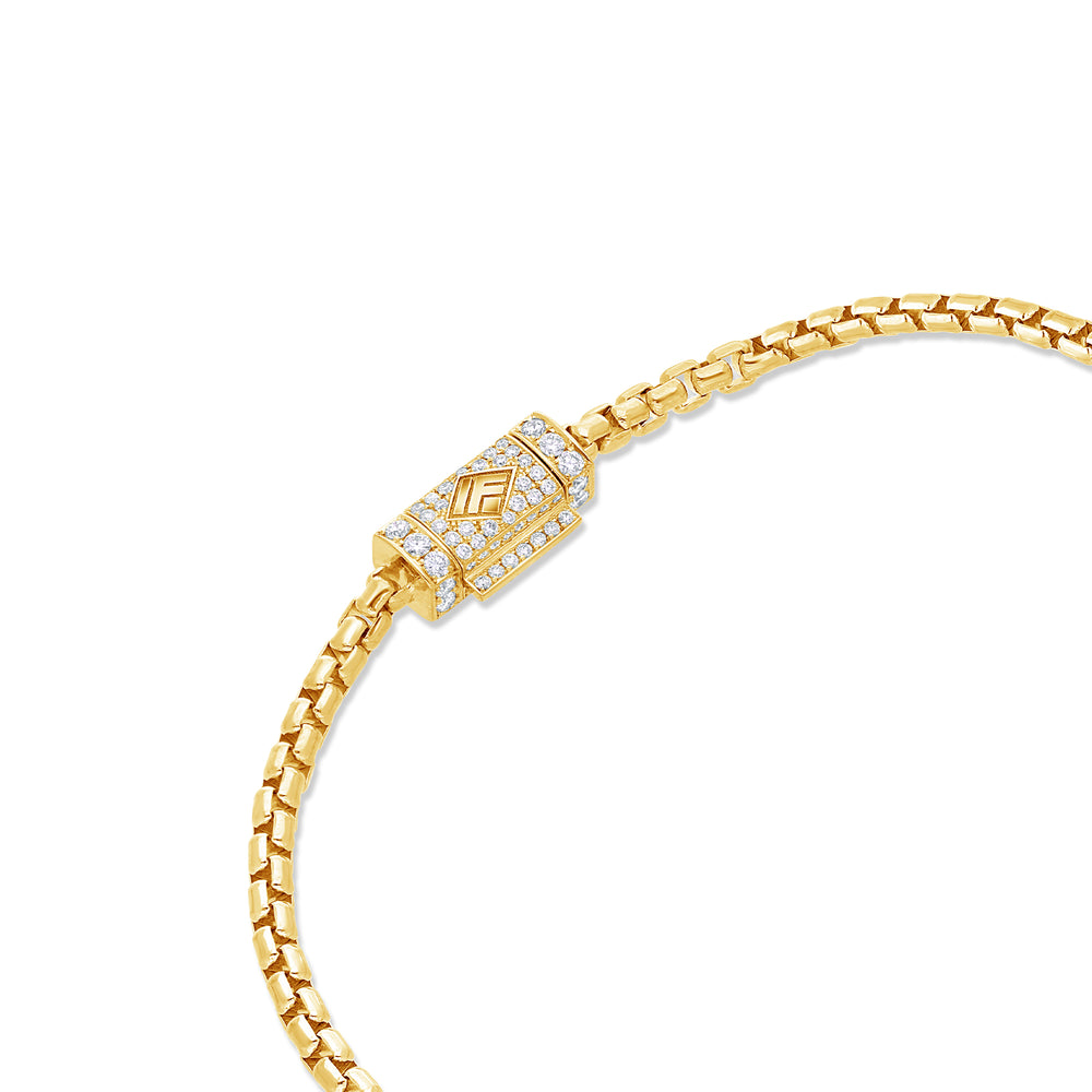 Gold Moon Link Bracelet (2.7mm, Diamond Clasp)