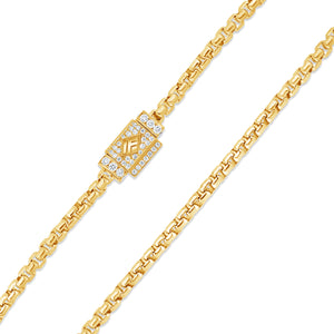 Gold Moon Link Bracelet (2.7mm, Diamond Clasp)