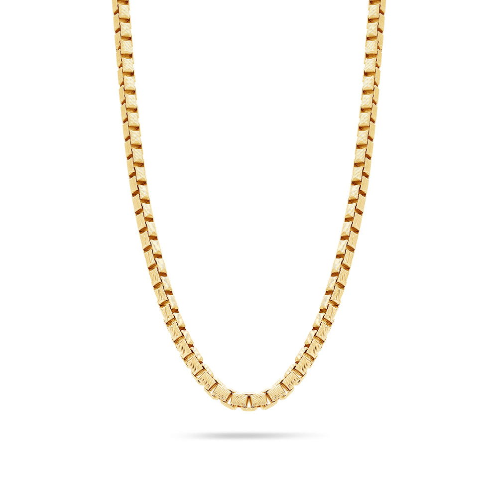 Gold Box Link Chain (4mm, Brush-finished)