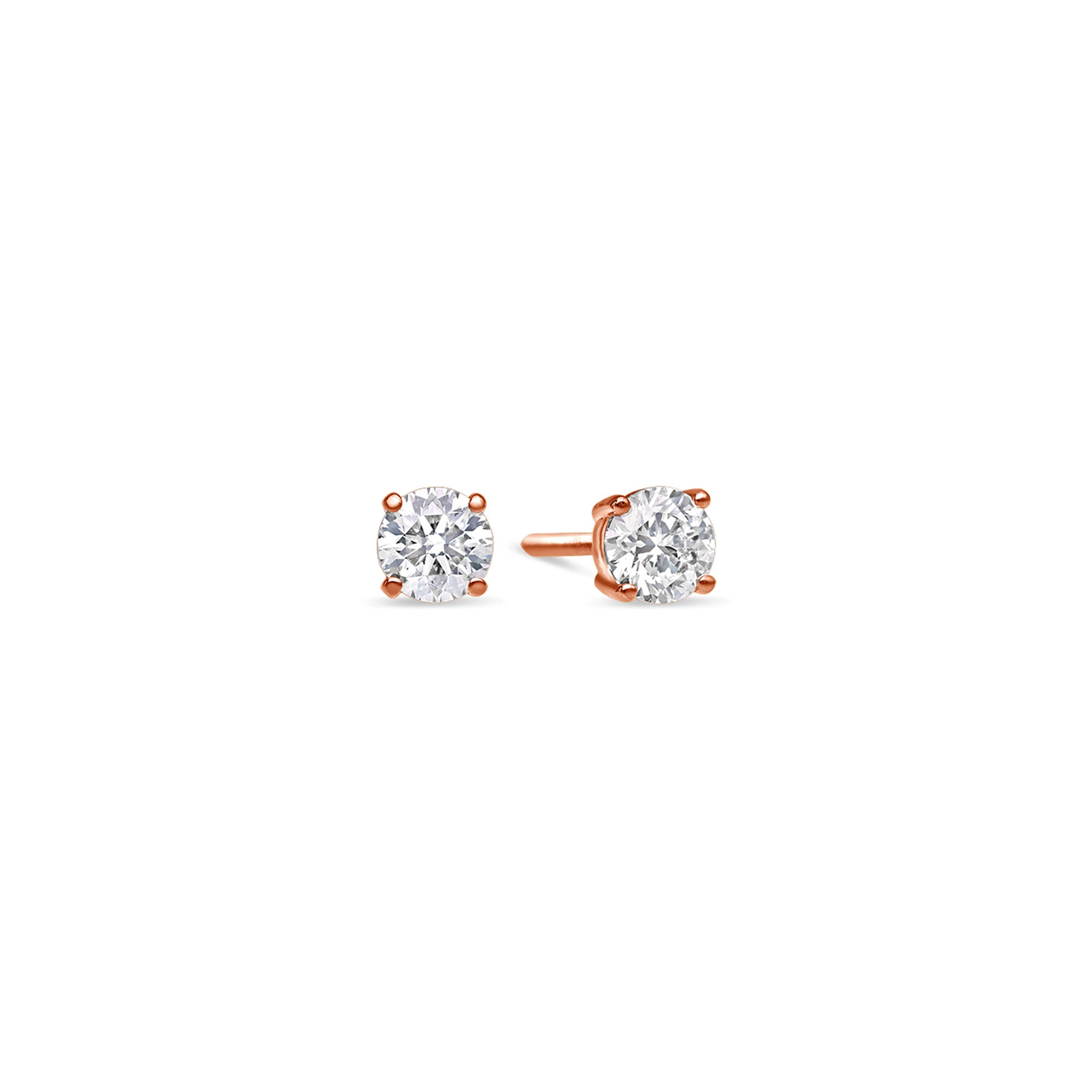 Solitaire Diamond Stud Earrings (0.50 Carat Total, Round)