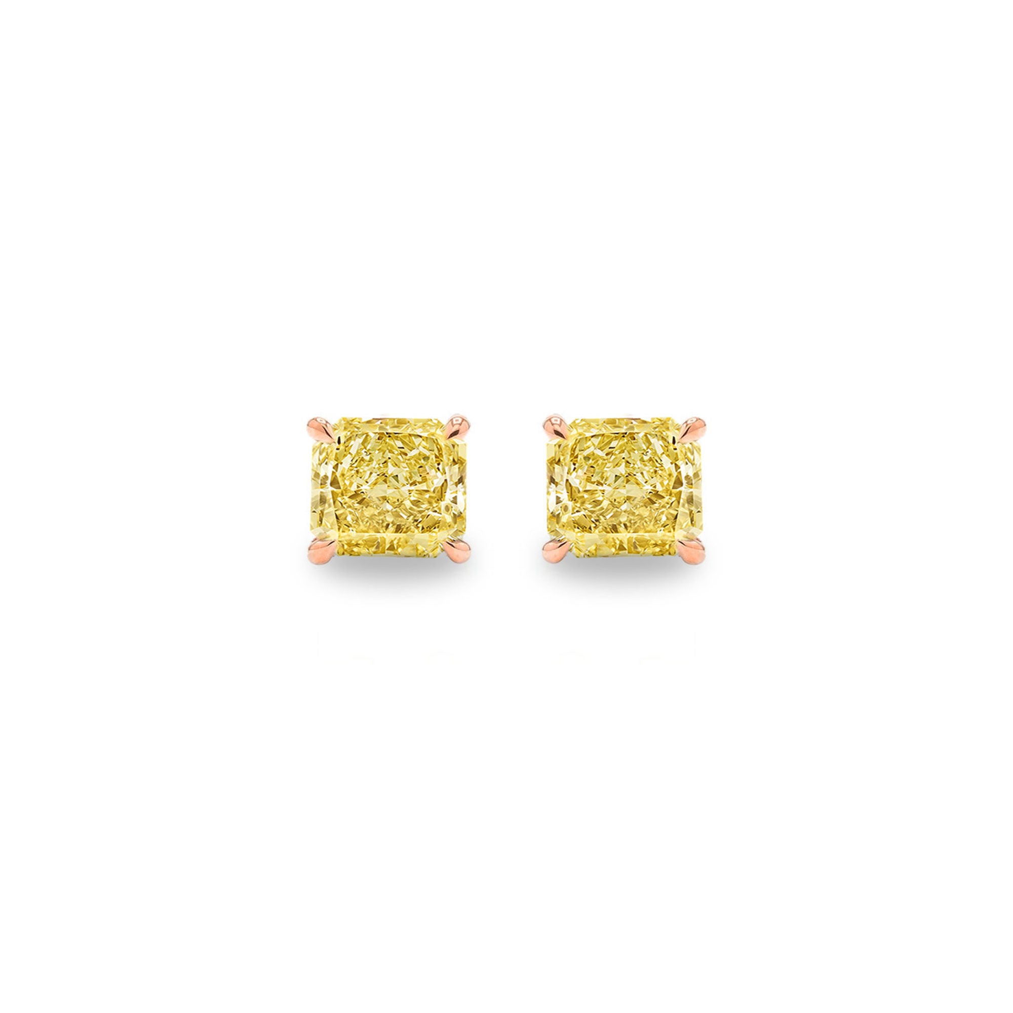 Solitaire Diamond Stud Earrings (GIA, Special Yellow 1.50 Carat Total, Cushion Cut)