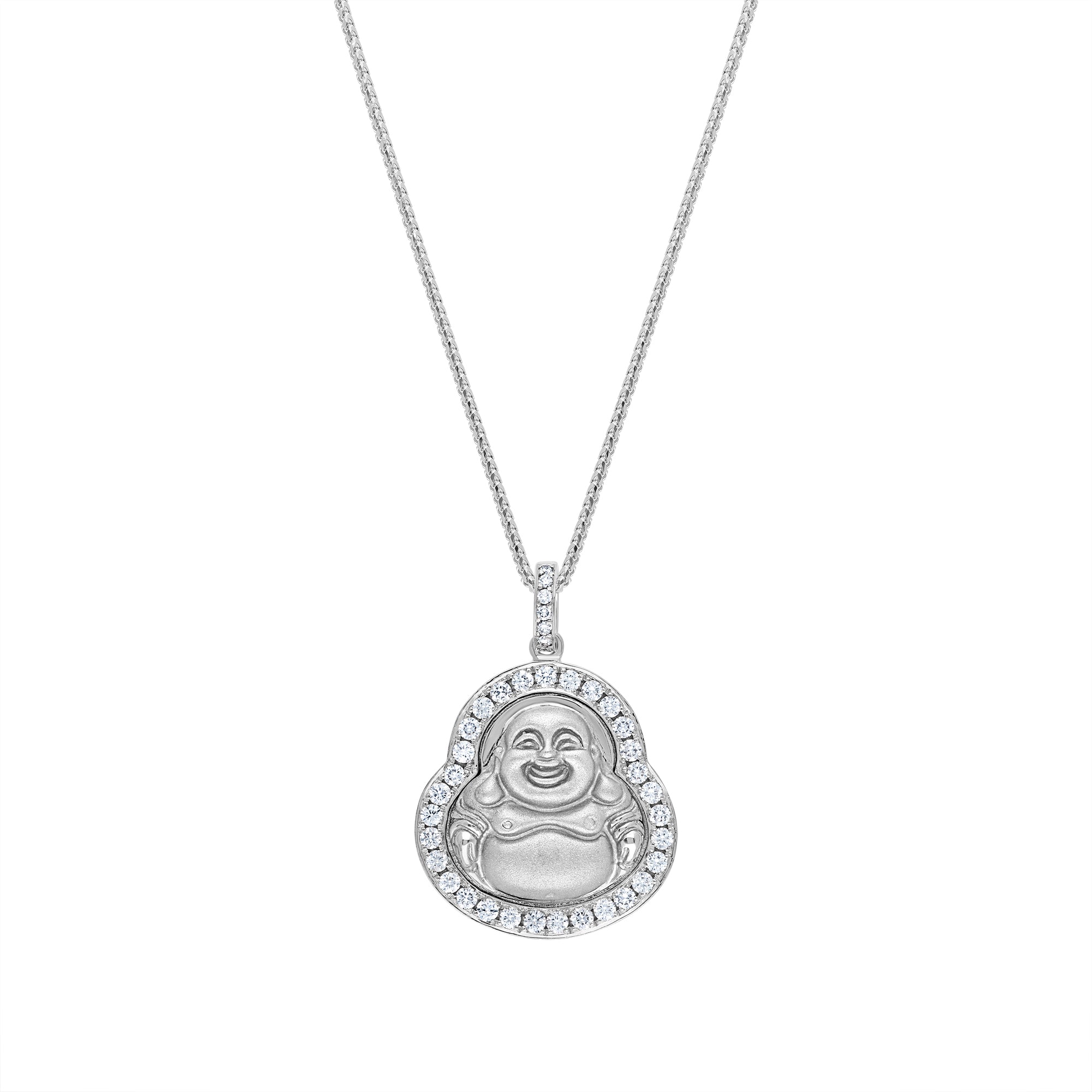 Micro Laughing Buddha Piece (Diamond Border)