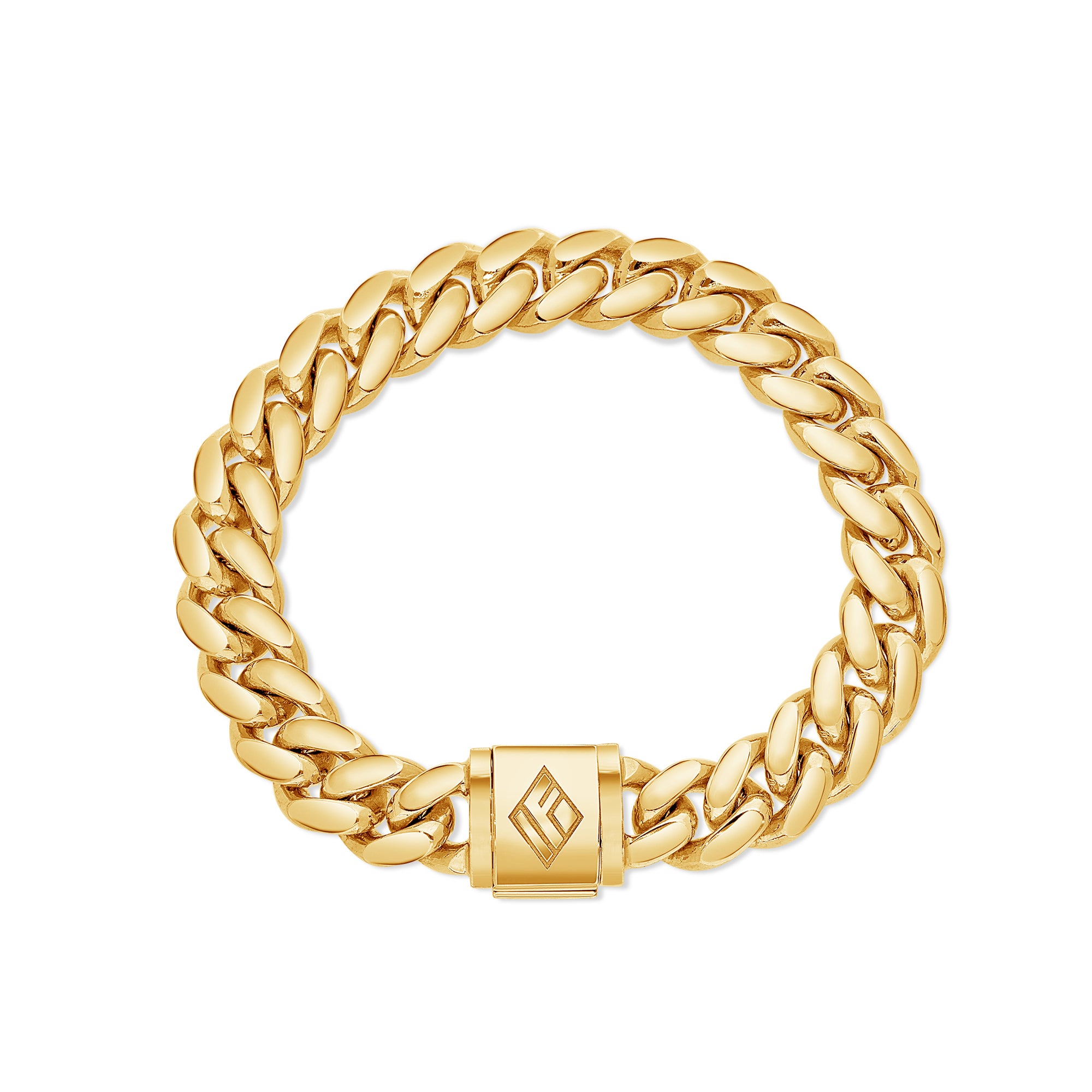 AricizBeauty 10mm Cuban Link Bracelet - Stainless Steel 18K Gold Plated, Unisex, Gift Box