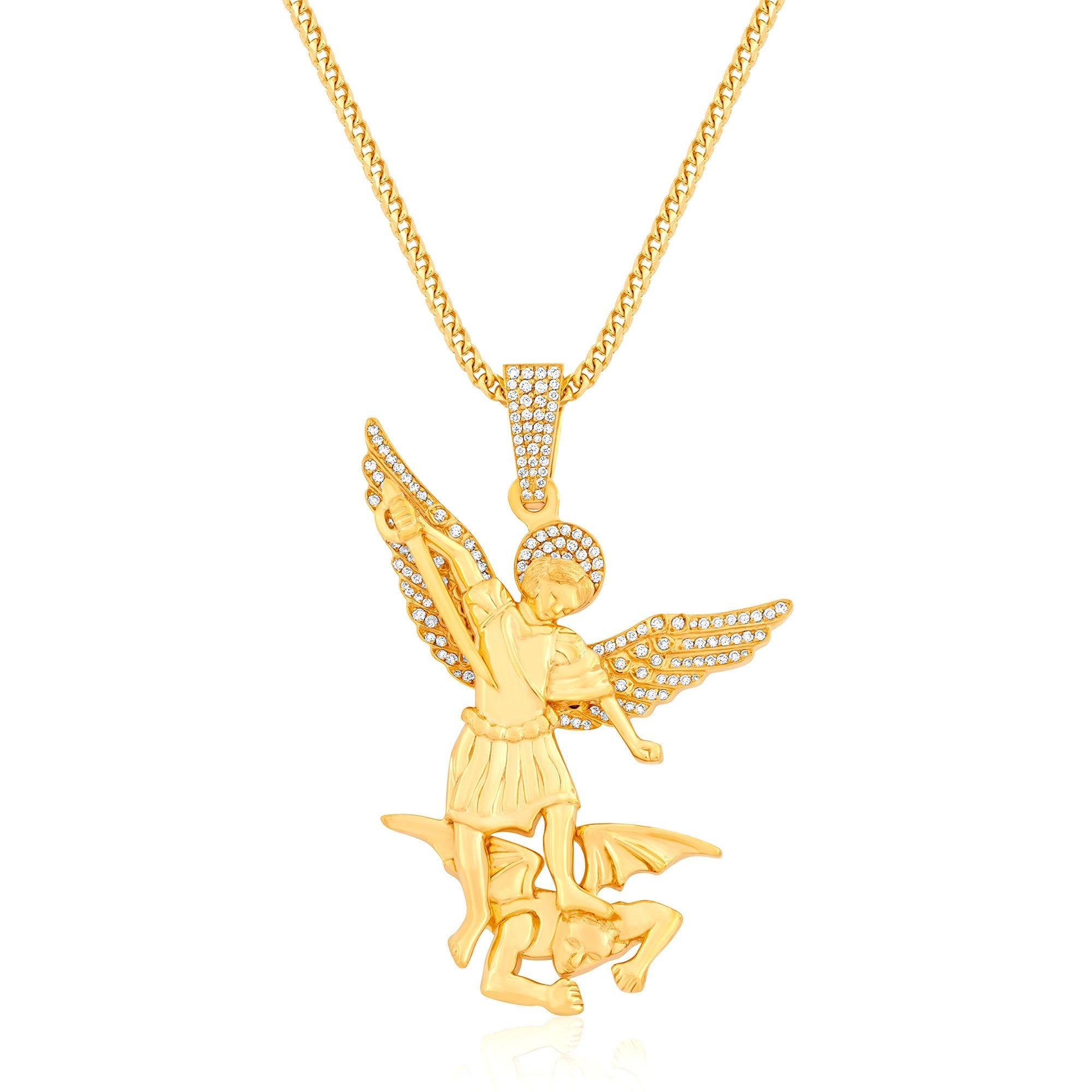 Pendants - Baby Saint Michael Arch Angel Piece (Partially Iced) - ifandco.com