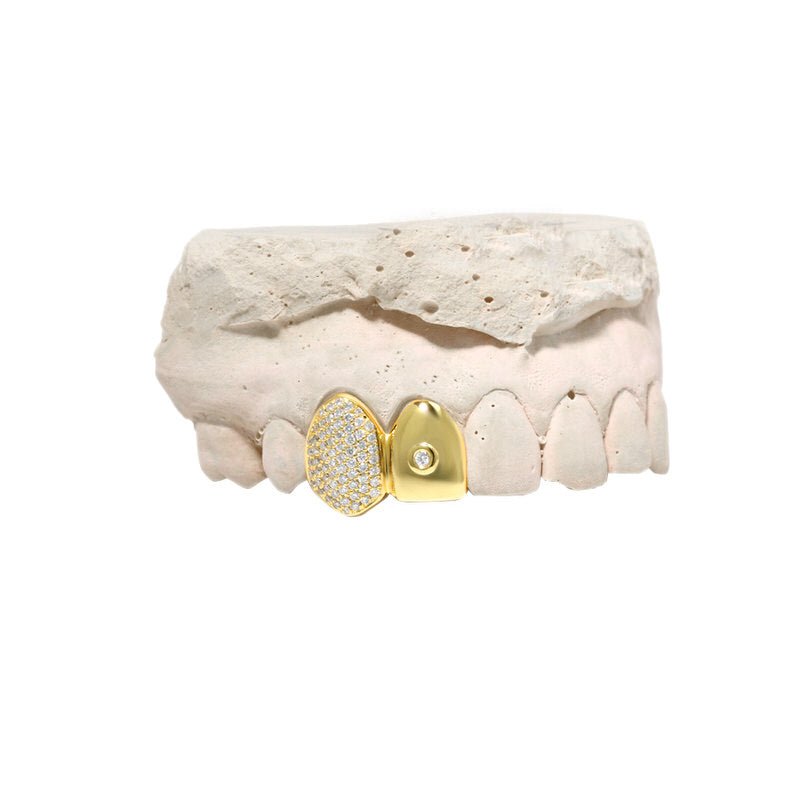 Grills - Diamond Grill Cap (Partially Iced w/ Stud, Double) - ifandco.com