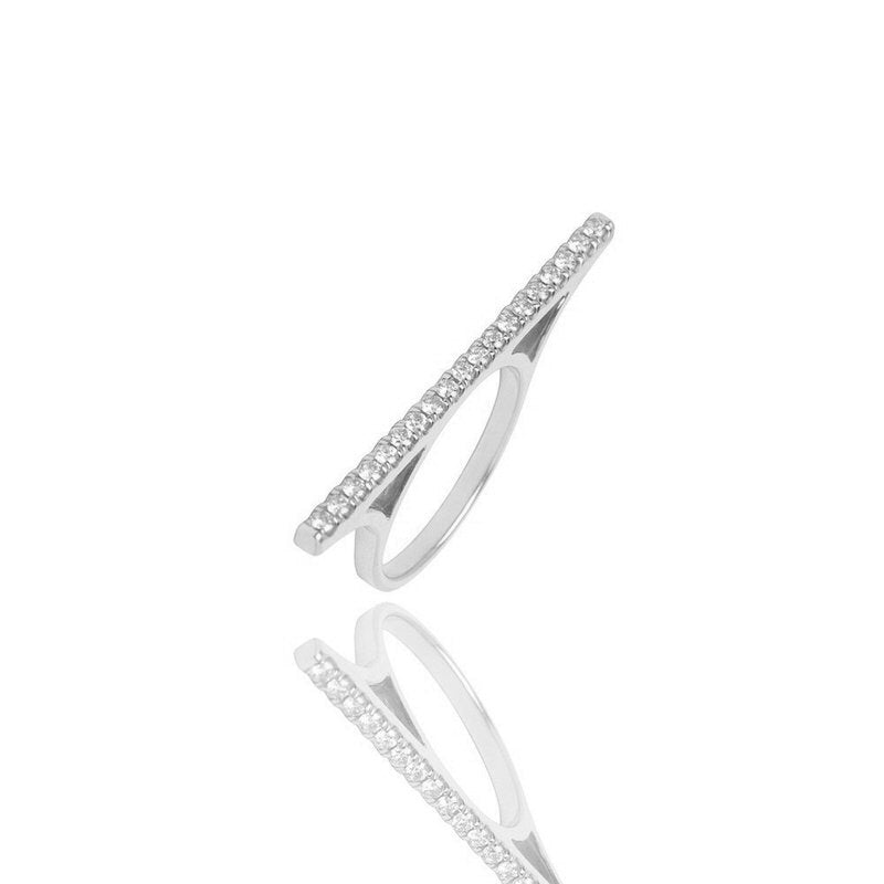 Baby Elle Diamond Bar Ring (18K WHITE GOLD) - IF & Co. Custom Jewelers