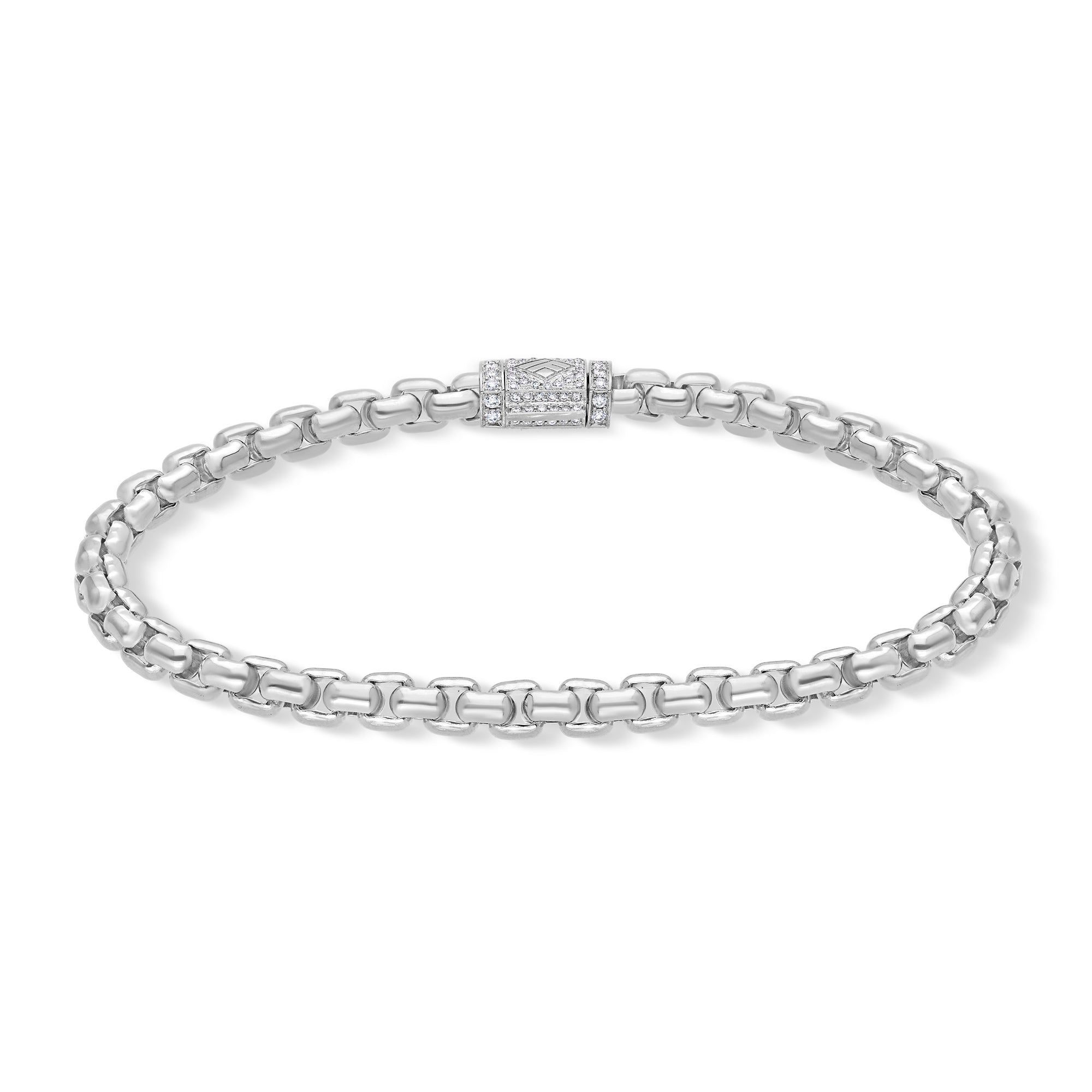 Gold Moon Link Bracelet (5mm, Diamond Clasp) (14K WHITE GOLD) - IF & Co. Custom Jewelers