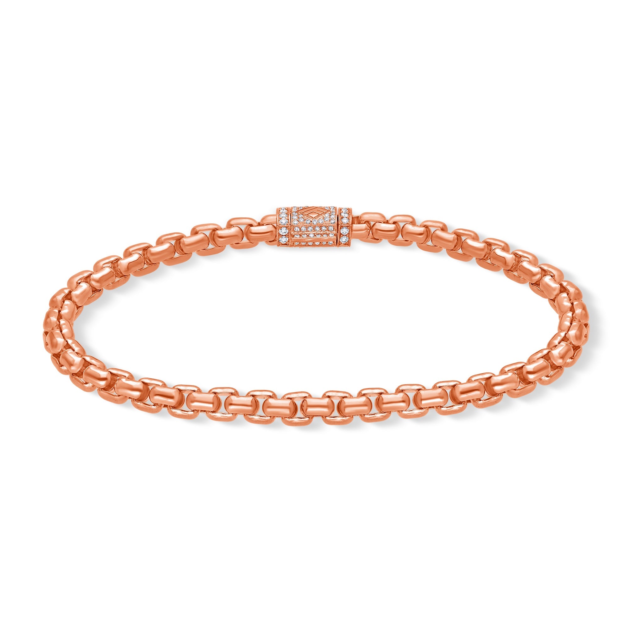 Gold Moon Link Bracelet (5mm, Diamond Clasp) (14K ROSE GOLD) - IF & Co. Custom Jewelers