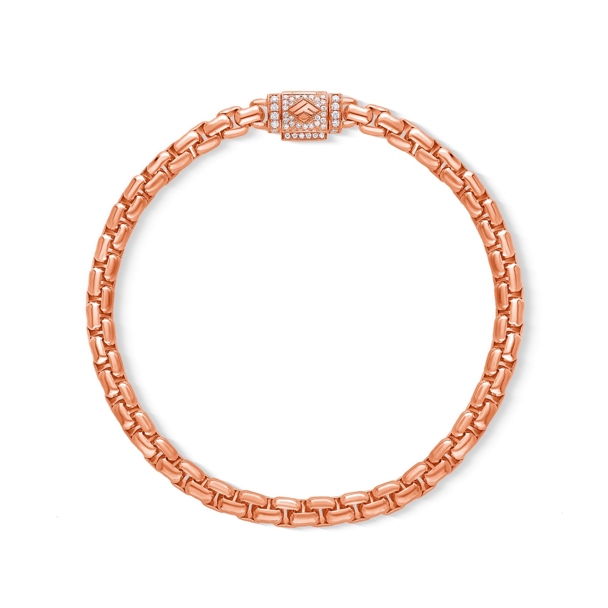 Gold Moon Link Bracelet (5mm, Diamond Clasp) (14K WHITE GOLD) - IF & Co. Custom Jewelers