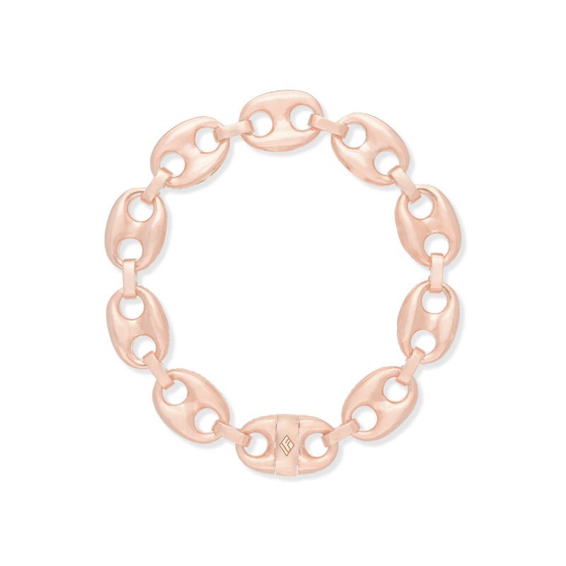 Gold Ocean Link Bracelet (13mm) (14K ROSE GOLD) - IF & Co. Custom Jewelers
