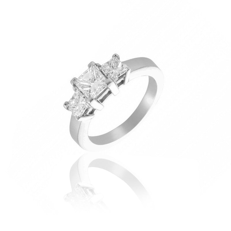 Jules 3-Stone Diamond Ring (18K WHITE GOLD) - IF & Co. Custom Jewelers