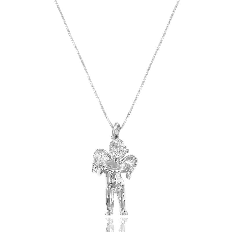 Legacy Piece: Baby Cherub Angel (Praying Hands, Diamond Eyes) (10K WHITE GOLD) - IF & Co. Custom Jewelers