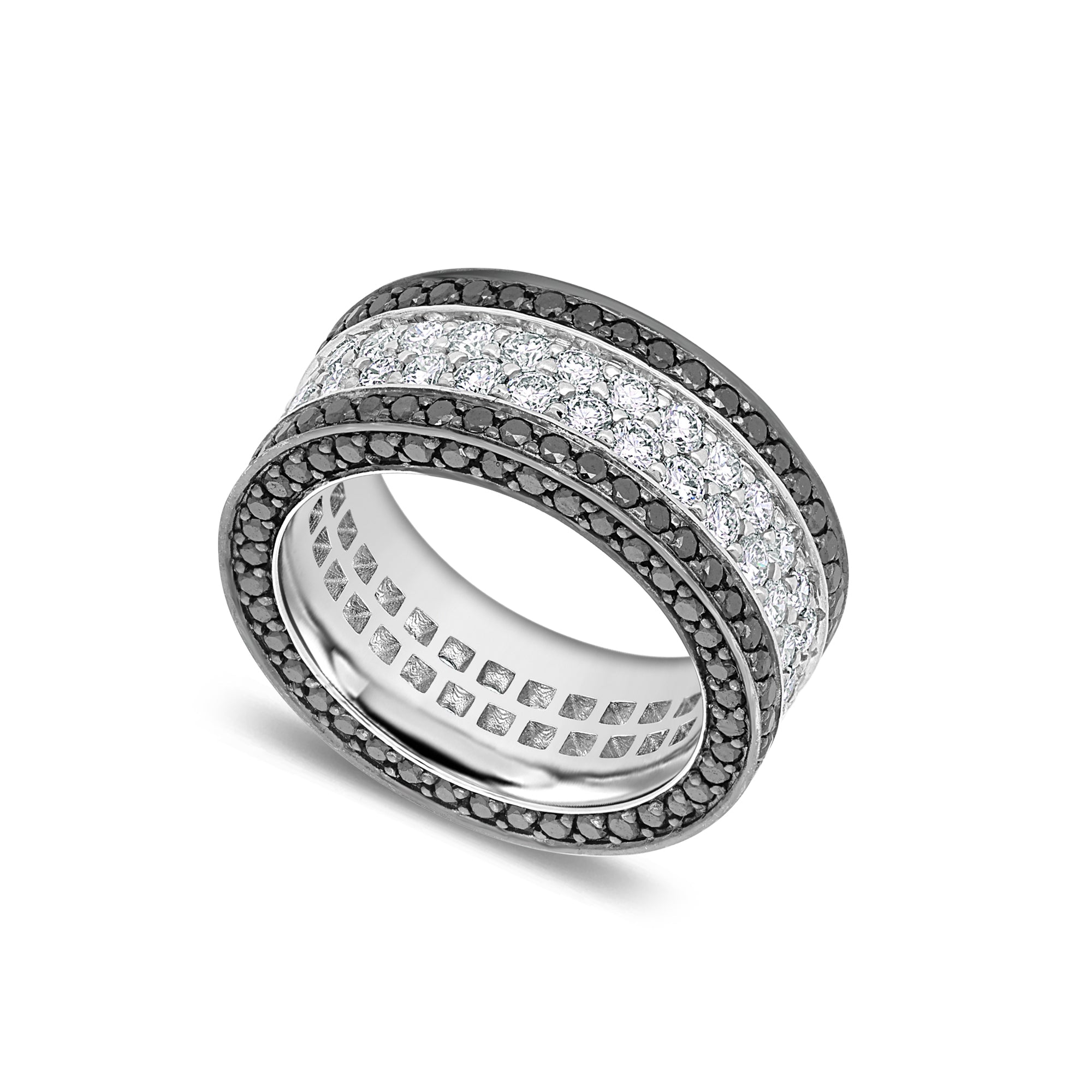 Massimo Eternity Ring (Oreo, 2-Row) (18K BLACK/WHITE GOLD) - IF & Co. Custom Jewelers
