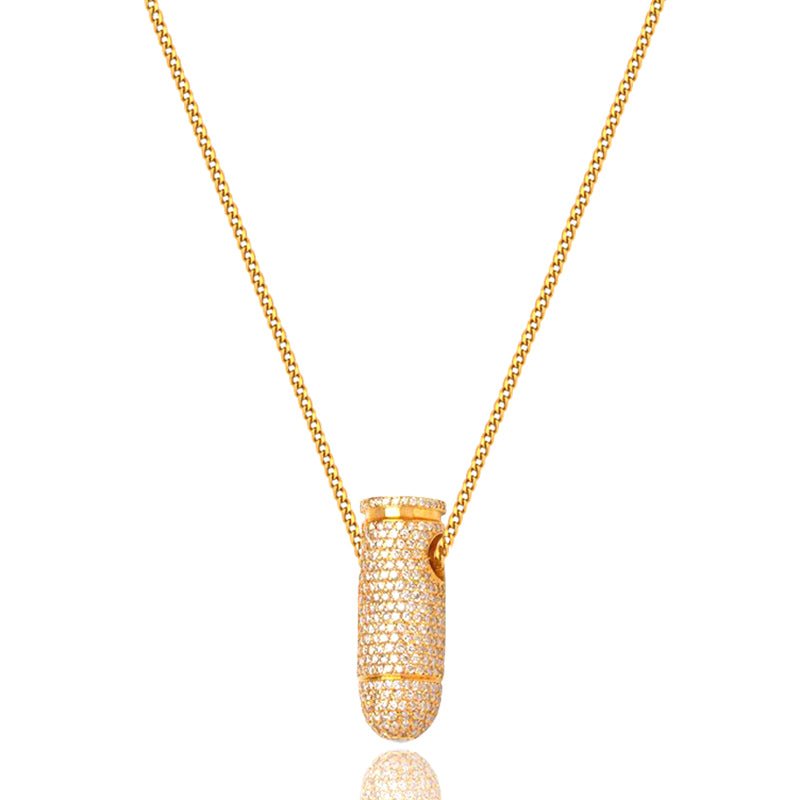 Diamond 9mm Bullet Necklace IF