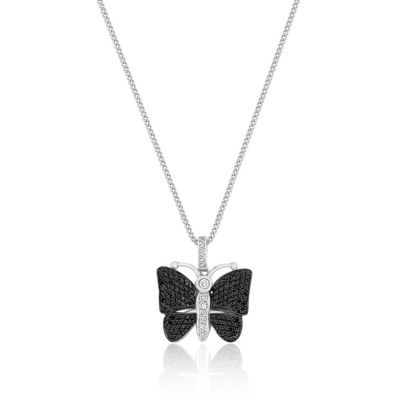 Micro Butterfly Piece (Black Diamond, Fully Iced) (14K WHITE GOLD) - IF & Co. Custom Jewelers