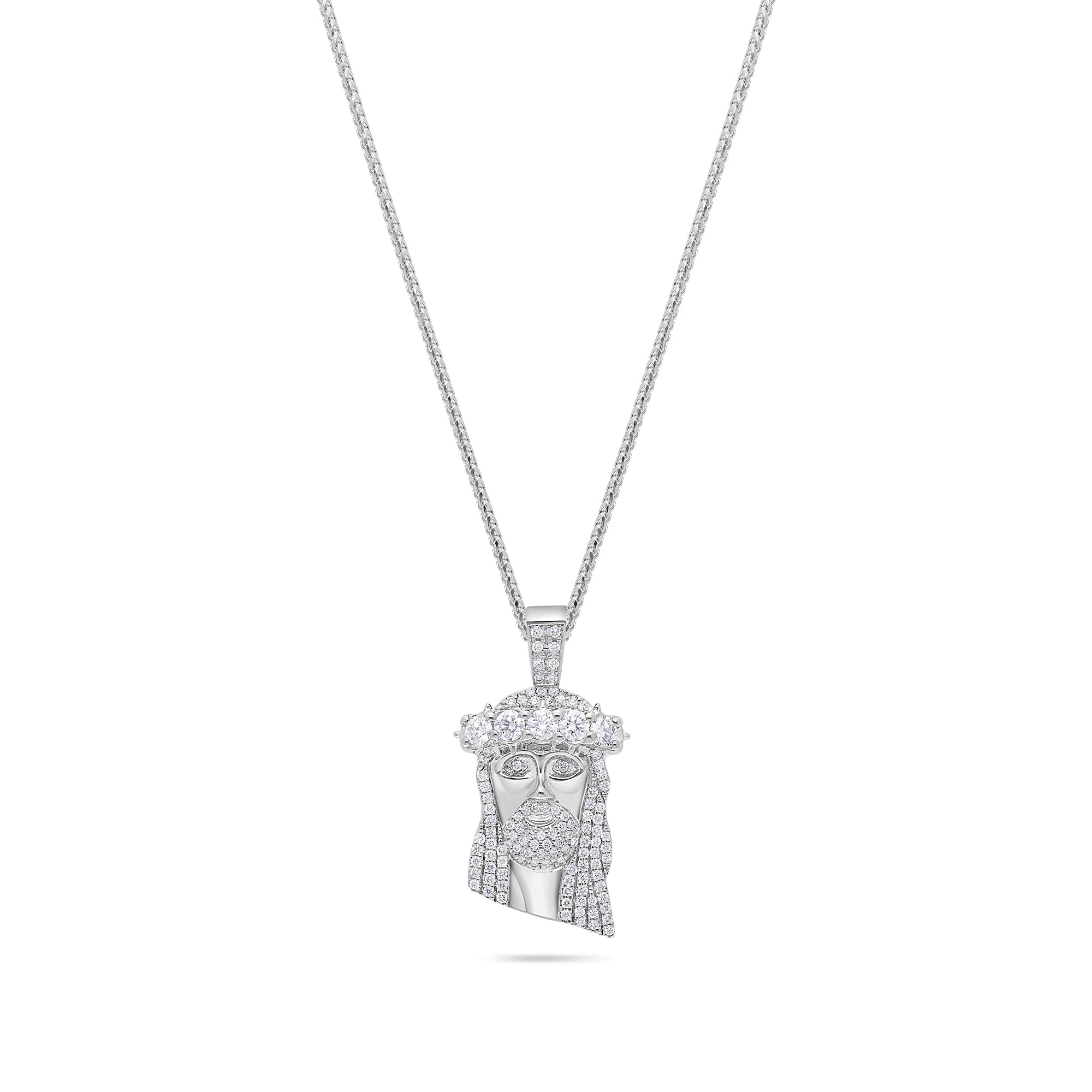 Micro Jesus Piece (1-Row Boss, Fully Iced) (14K WHITE GOLD) - IF & Co. Custom Jewelers