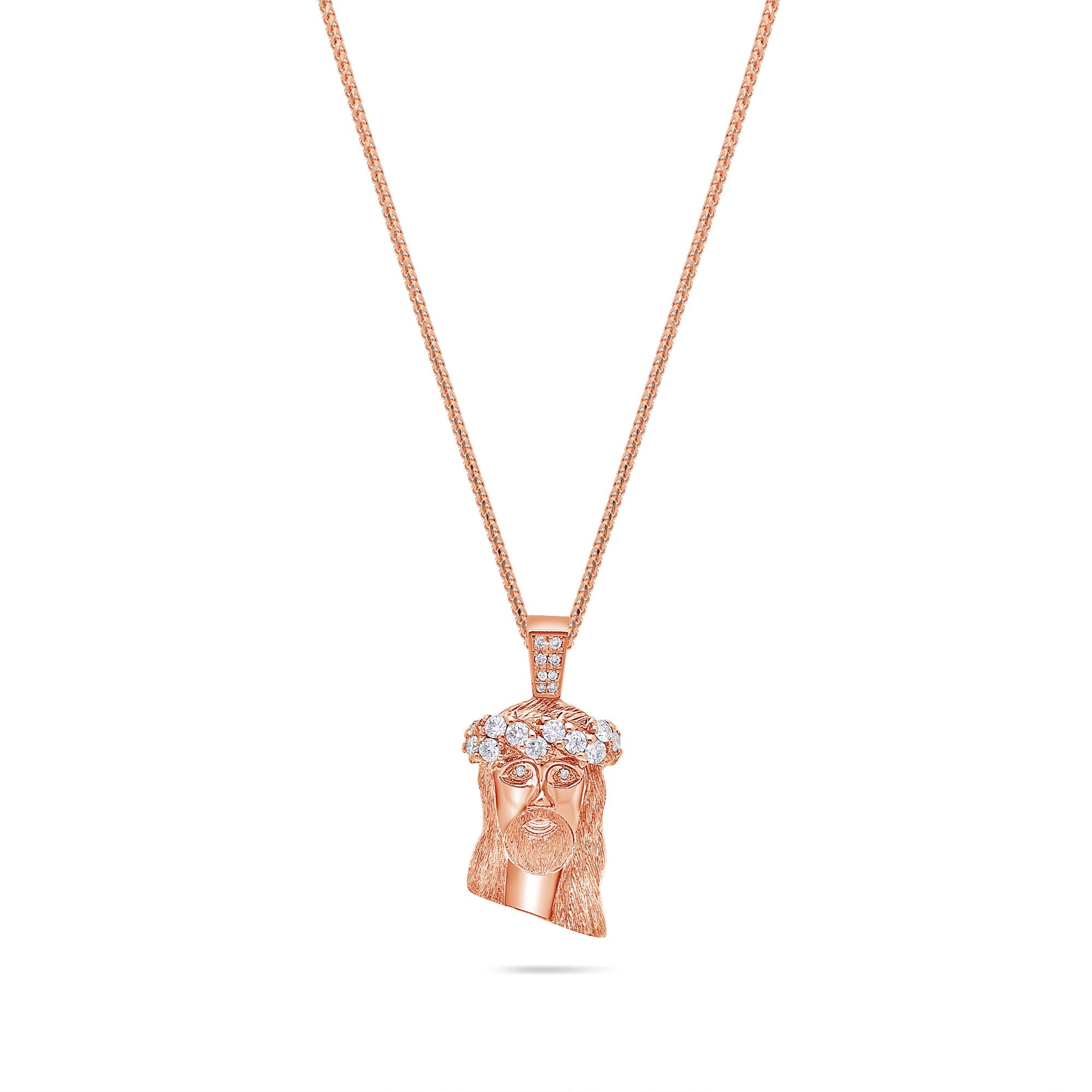 Micro Jesus Piece (2-Row Boss, Partially Iced) (14K ROSE GOLD) - IF & Co. Custom Jewelers