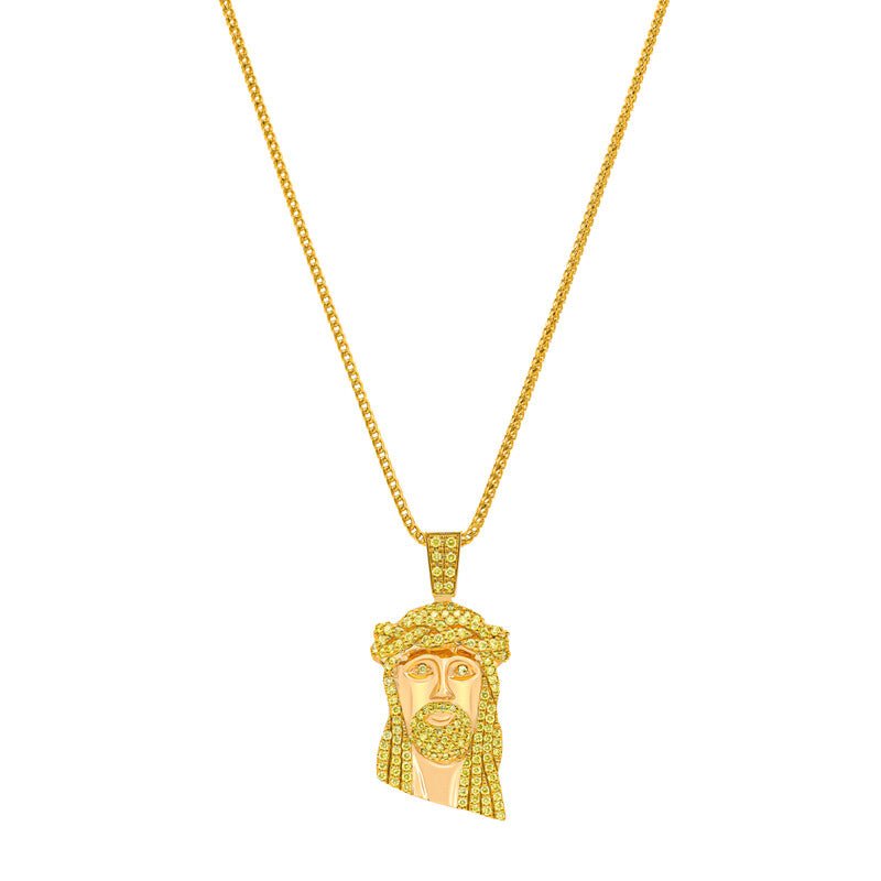 Micro Jesus Piece (Special Yellow, Fully Iced) (14K YELLOW GOLD) - IF & Co. Custom Jewelers