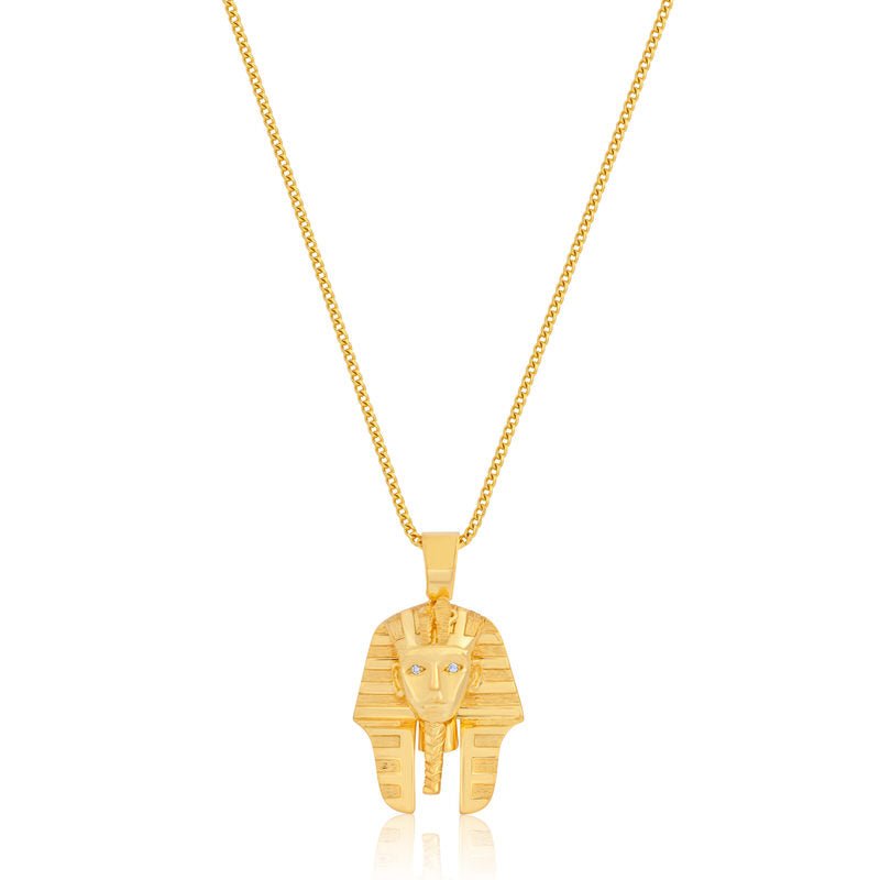 Micro Pharaoh Piece (Diamond Eyes) (14K YELLOW GOLD) - IF & Co. Custom Jewelers