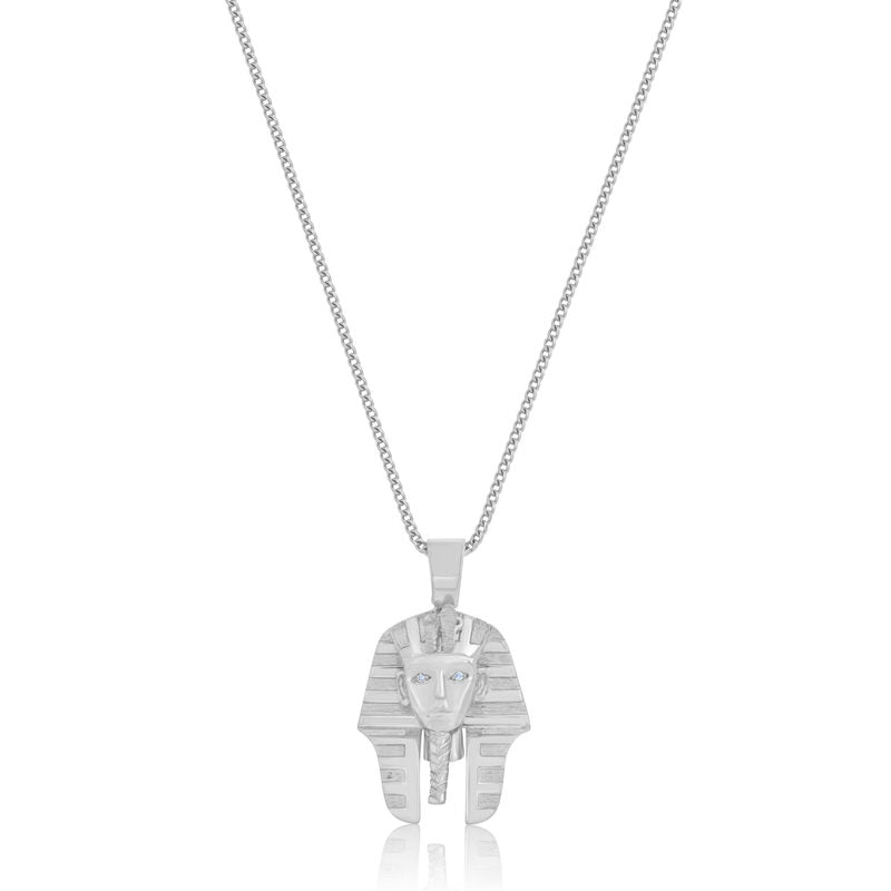 Micro Pharaoh Piece (Diamond Eyes) (14K WHITE GOLD) - IF & Co. Custom Jewelers