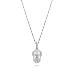 Micro Skull Piece (Partially Iced) (14K WHITE GOLD) - IF & Co. Custom Jewelers