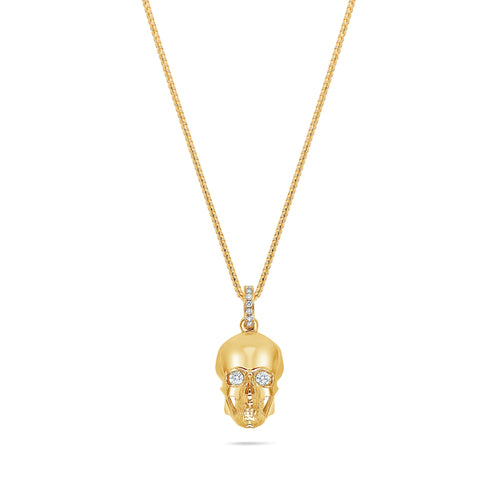 Micro Skull Piece (Partially Iced) (14K YELLOW GOLD) - IF & Co. Custom Jewelers