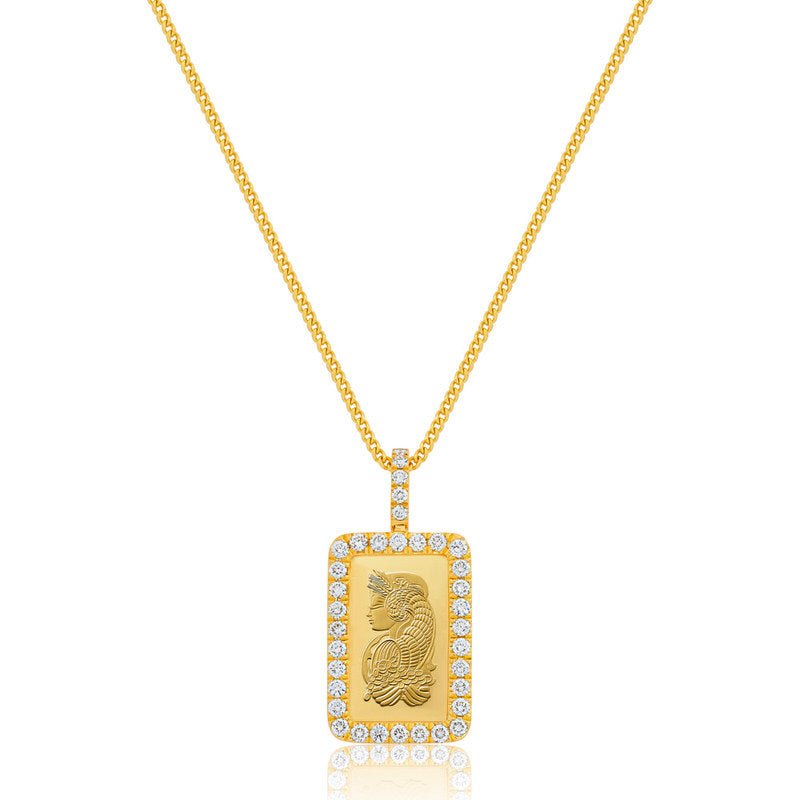 24k Gold Chain Solid Gold Bar Pendant 24K Gold Bar Necklace 5g
