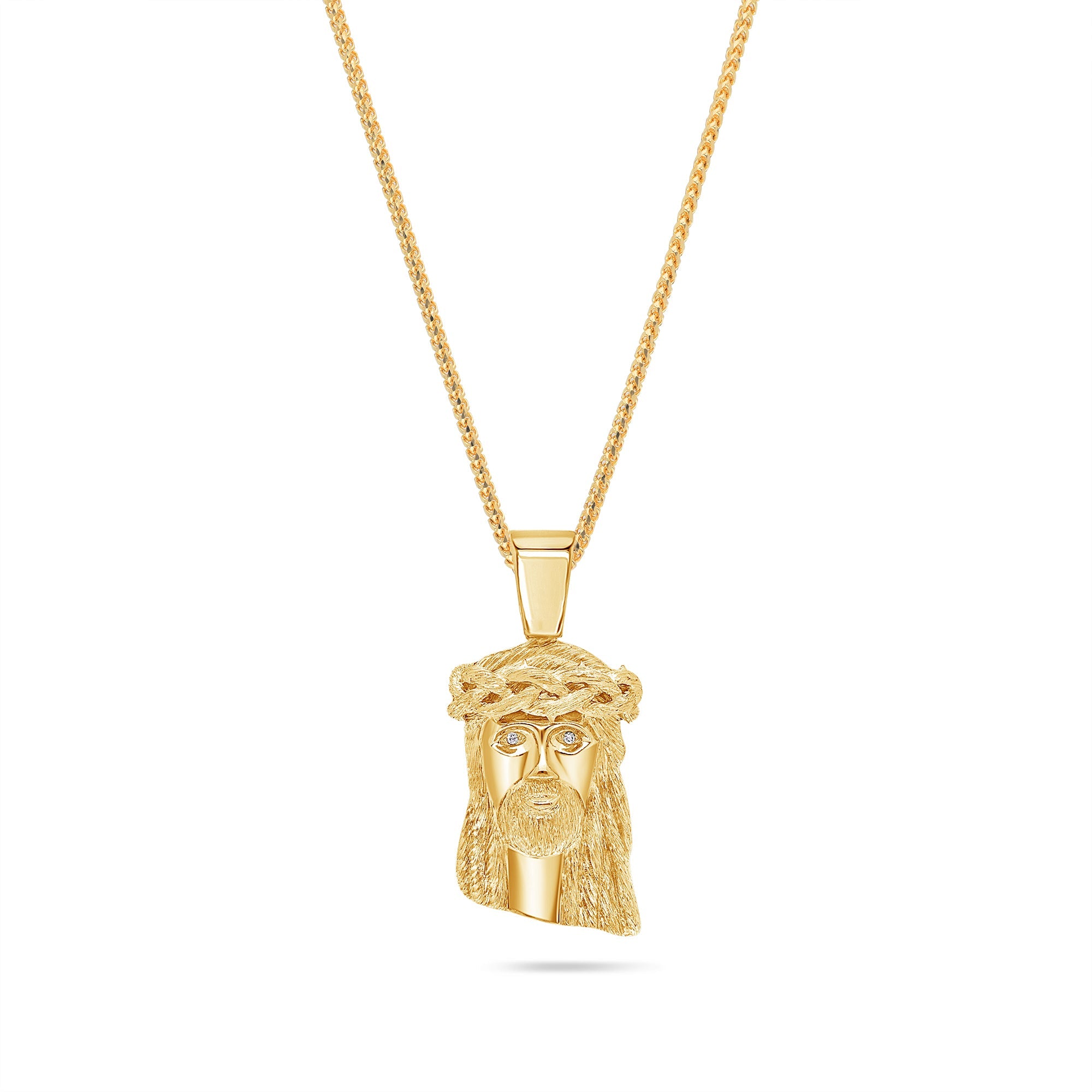 Milli Jesus Piece (Diamond Eyes) (14K YELLOW GOLD) - IF & Co. Custom Jewelers