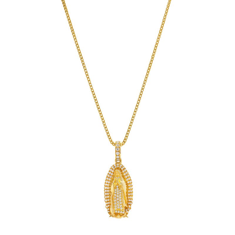Nano Lady of Guadalupe Piece (Fully Iced) (14K YELLOW GOLD) - IF & Co. Custom Jewelers