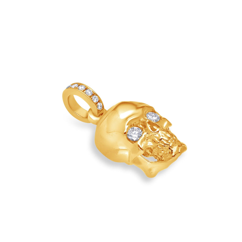 Nano Skull Piece (Partially iced) (14K YELLOW GOLD) - IF & Co. Custom Jewelers