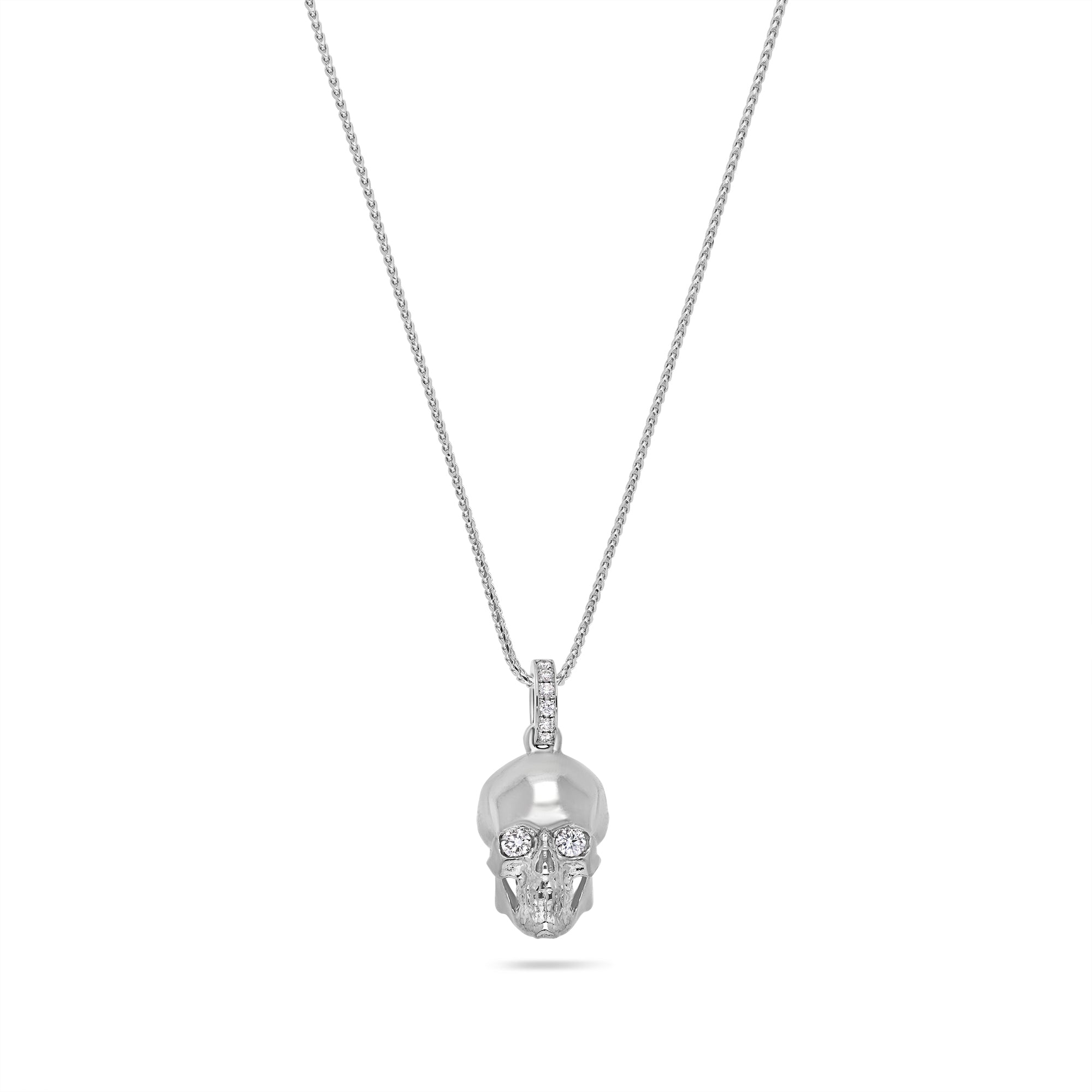 Nano Skull Piece (Partially iced) (14K WHITE GOLD) - IF & Co. Custom Jewelers