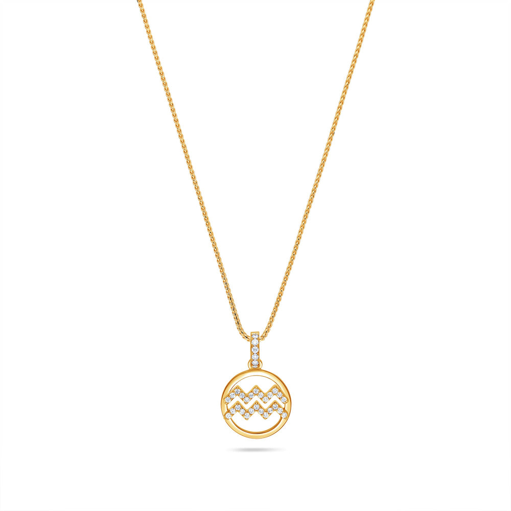 Nano Zodiac Necklace: Aquarius (14K YELLOW GOLD) - IF & Co. Custom Jewelers