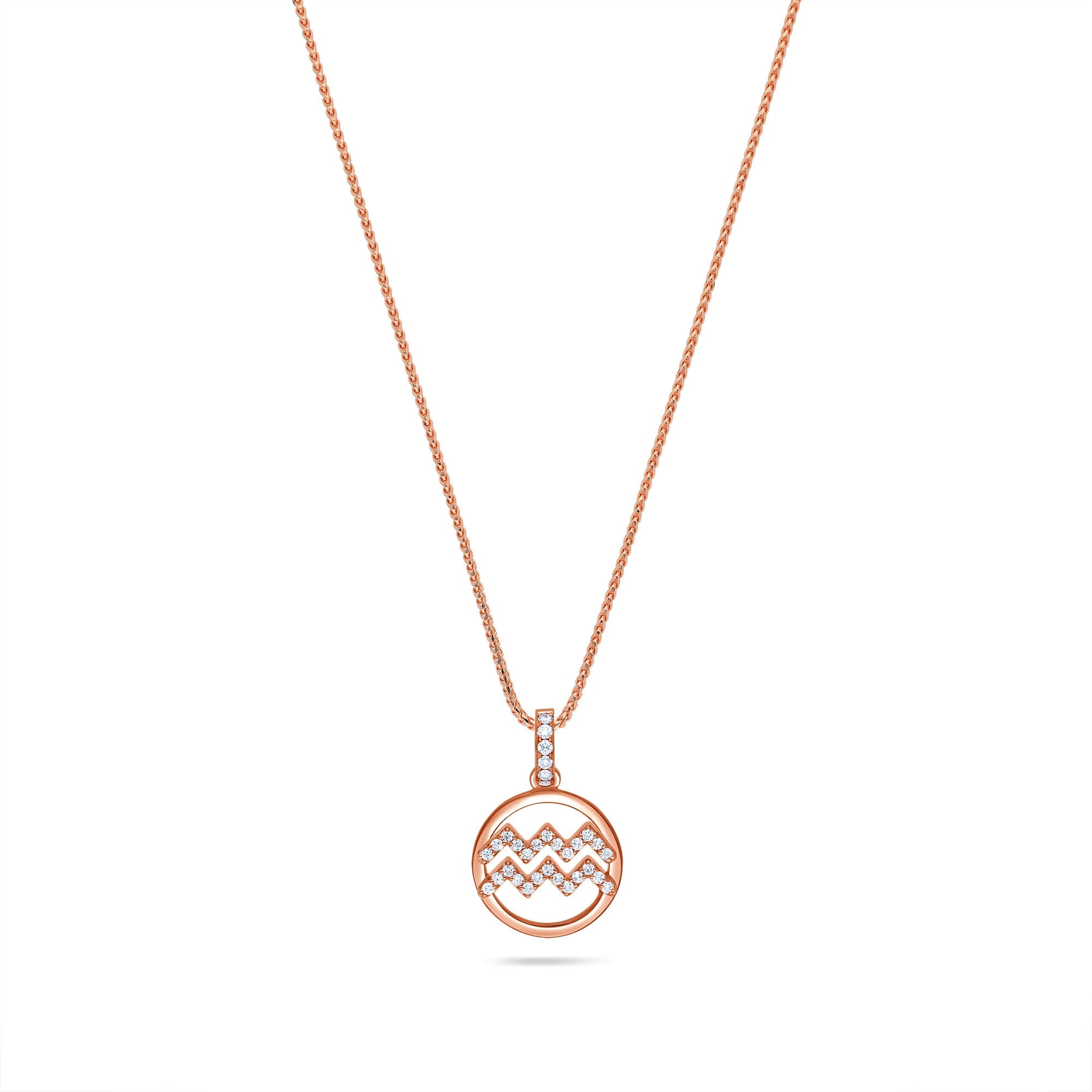 Nano Zodiac Necklace: Aquarius (14K ROSE GOLD) - IF & Co. Custom Jewelers