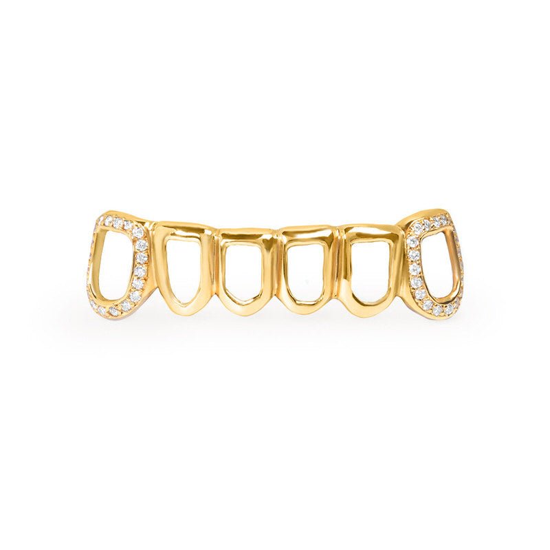 Open Face Diamond Grill (Iced Fangs) (14K YELLOW GOLD) - IF & Co. Custom Jewelers