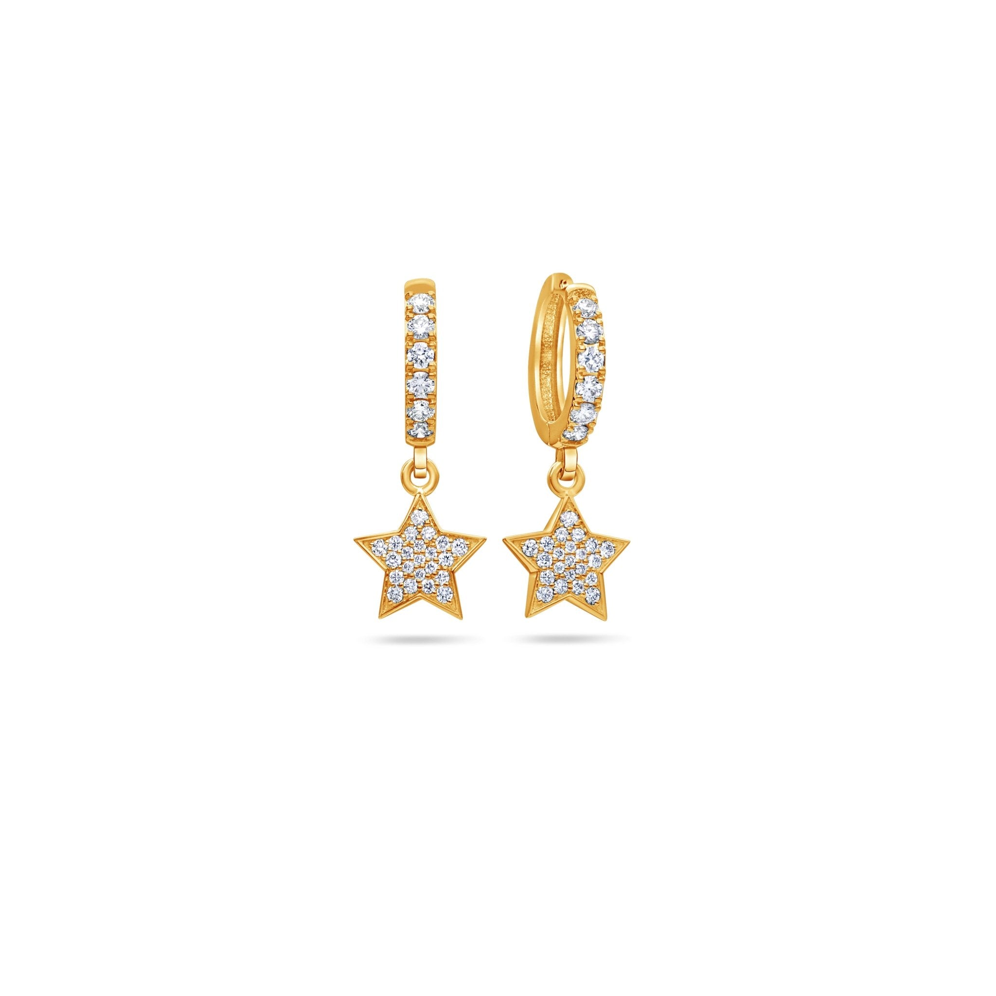 Pico Hanging Star Hoop Earrings (18K YELLOW GOLD) - IF & Co. Custom Jewelers
