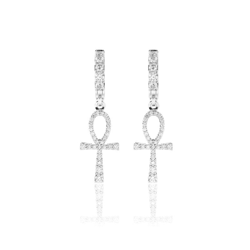 Pico Harvey Ankh Hoop Earrings (18K WHITE GOLD) - IF & Co. Custom Jewelers