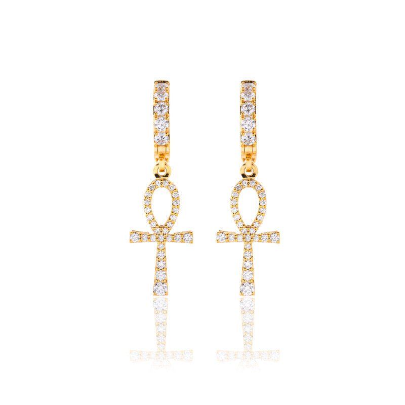 Pico Harvey Ankh Hoop Earrings (18K YELLOW GOLD) - IF & Co. Custom Jewelers