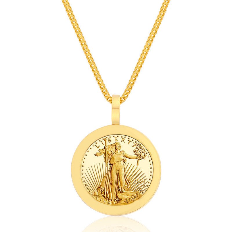 1oz Gold Coin Necklace American Eagle Lady Liberty Coin IF