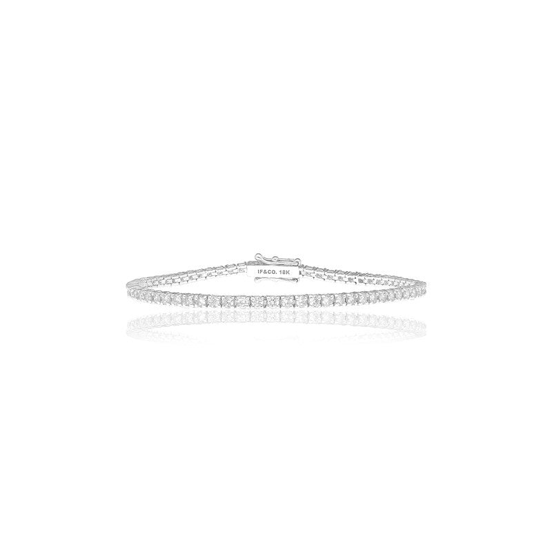 Vincent Diamond Tennis Bracelet (3-Point) (18K WHITE GOLD) - IF & Co. Custom Jewelers