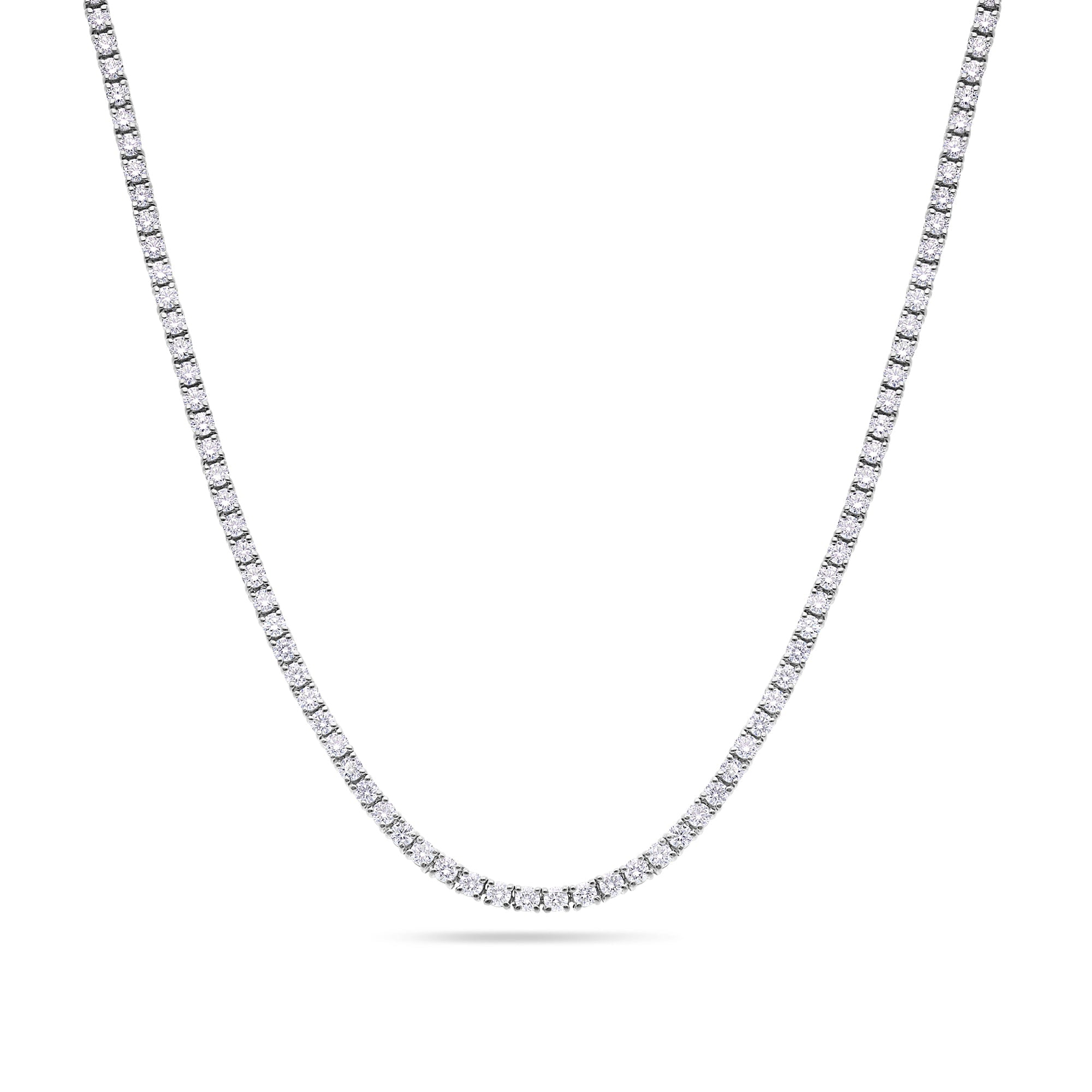Vincent Diamond Tennis Necklace (3-Point) (18K WHITE GOLD) - IF & Co. Custom Jewelers
