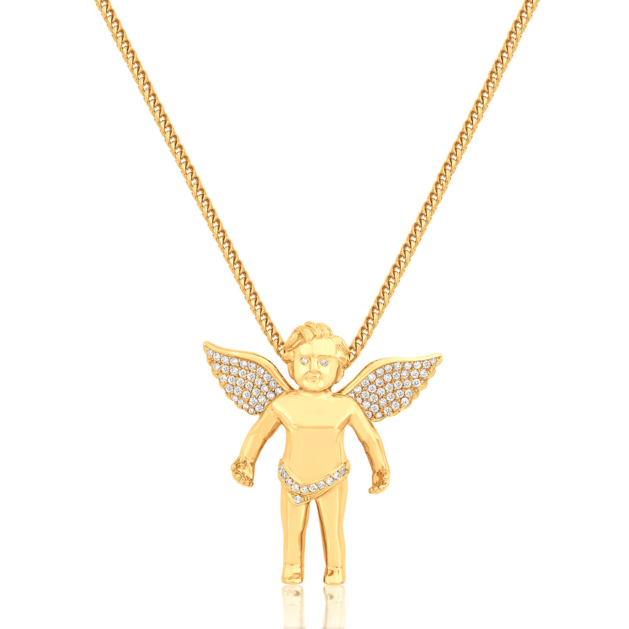 Pendants - Baby Cherub Angel (Open Wings, Partially Iced) - ifandco.com