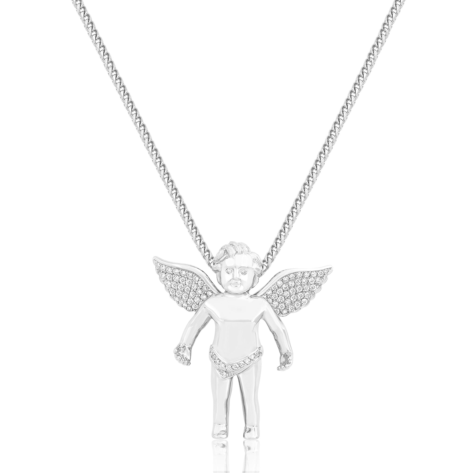 Pendants - Baby Cherub Angel (Open Wings, Partially Iced) - ifandco.com